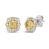 Platinum .46ct-Light-Yellow .19ct-Vanilla-Diamond Earrings