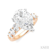 1 1/4 Ctw Pers Shape Oval and Round Cut Diamond Semi-Mount Engagement Ring in 14K Rose and White Gold