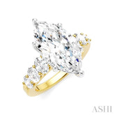 1 1/4 Ctw Marquise Shape Oval and Round Cut Diamond Semi-Mount Engagement Ring in 14K Yellow and White Gold