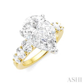 1 1/4 Ctw Pers Shape Oval and Round Cut Diamond Semi-Mount Engagement Ring in 14K Yellow and White Gold