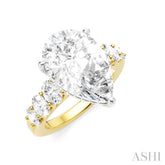 1 1/4 Ctw Pers Shape Oval and Round Cut Diamond Semi-Mount Engagement Ring in 14K Yellow and White Gold