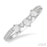 3/8 Ctw Pear and Round Cut Diamond Wedding Band in 14K White Gold