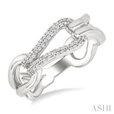 1/10 Ctw Single Cut Diamond Bold Knot Link Fashion Ring in Sterling Silver