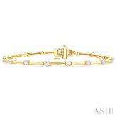 1 Ctw Bamboo Internodes Round Cut Diamond Fashion Bracelet in 14K Yellow Gold