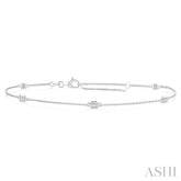 1/4 Ctw Princess Cut Diamond Station Bracelet in 14K White Gold