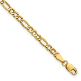 14K 10 inch 3.5mm Semi-Solid Figaro with Lobster Clasp Anklet