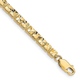 14K Polished 4mm Diamond-Cut Squares 7.25 inch Bracelet