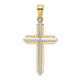 14K Two-tone Polished Cross Charm