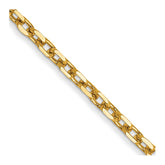 14K 22 inch 1.8mm Diamond-cut Round Open Link Cable with Lobster Clasp Chain