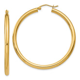 14K 3x45mm Polished Lightweight Tube Hoop Earrings