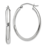 14k White Gold 3.75x31mm Polished Oval Tube Hoop Earrings