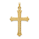 14k Hollow Fleur De Lis Cross Pendant