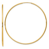 14k 1.2x54mm Polished Endless Tube Hoop Earrings