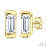 1/10 Ctw Baguette Diamond Petite Fashion Earrings in 10K Yellow Gold