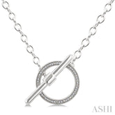 1/10 Ctw Circle Toggle Round Cut Diamond Fashion Necklace in Sterling Silver