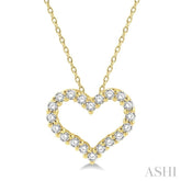 1/2 Ctw Heart Shape Round Cut Diamond Pendant With Chain in 14K Yellow Gold