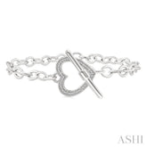 1/10 Ctw Heart Toggle Round Cut Diamond Fashion Bracelet in Sterling Silver