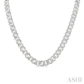 1/4 Ctw Round Cut Diamond Curb & Cuban Necklace in Sterling Silver