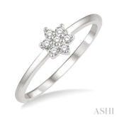1/8 Ctw Floral Motif Round Cut Diamond Petite Fashion Ring in 10K White Gold