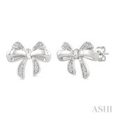 1/20 Ctw Bow Round Cut Diamond Fashion Earrings in Sterling Silver