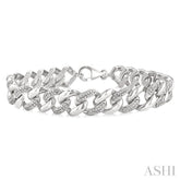 1/6 Ctw Round Cut Diamond Curb & Cuban Bracelet in Sterling Silver