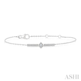 1/10 Ctw Round Cut Diamond Horizontal Bar Fashion Chain Bracelet in 10K White Gold