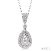 1/20 Ctw Pear Shape Round Cut Diamond Pendant in Sterling Silver with Chain