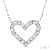 1/4 Ctw Heart Charm Baguette and Round Cut Diamond Pendant With Chain in 14K White Gold
