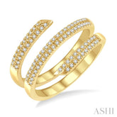 1/4 Ctw Open-End Round Cut Diamond Fashion Ring in 10K Yellow Gold