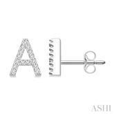 1/10 Ctw Initial'A' Single Cut Diamond Earrings in 10K White Gold