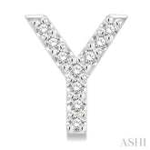 1/10 Ctw Initial 'Y' Round Cut Diamond Earrings in 10K White Gold
