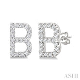 1/8 Ctw Initial 'B' Round Cut Diamond Earrings in 10K White Gold