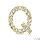 1/8 Ctw Initial 'Q' Round Cut Diamond Earrings in 10K Yellow Gold