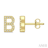 1/8 Ctw Initial 'B' Single Cut Diamond Earrings in 10K Yellow Gold