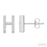1/10 Ctw Initial 'H' Single Cut Diamond Earrings in 10K White Gold
