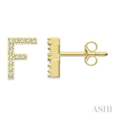 1/10 Ctw Initial 'F' Single Cut Diamond Earrings in 10K Yellow Gold