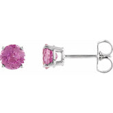 Sterling Silver 4 mm Natural Tourmaline Earrings