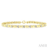 1/6 Ctw Puffed Heart Round Cut Diamond Bracelet in Yellow Gold Vermeil