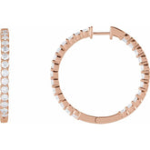 14K Rose Gold 4 CTW Lab-Grown Diamond Inside-Outside Hinged 36 mm Hoop Earrings