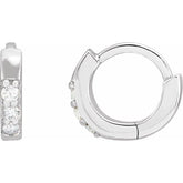14K White Gold .05 CTW Natural Diamond Hinged 8 mm Hoop Earrings