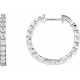 14K White Gold 1 CTW Natural Diamond Inside-Outside Hinged 19.3 mm Hoop Earrings