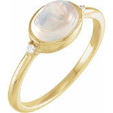 14K Yellow Gold Natural Rainbow Moonstone & .03 CTW Natural Diamond Ring