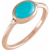 14K Rose Gold Natural Turquoise & .03 CTW Natural Diamond Ring