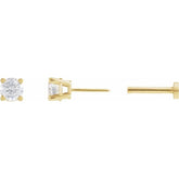 14K Yellow Gold 1/6 CT Natural Diamond Earring
