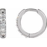 Platinum 1/4 CTW Natural Diamond Hinged 12.5 mm Hoop Earrings