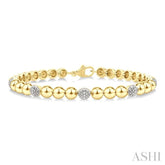 5 MM Bold Bead and 1/6 Ctw Round Cut Bead Bijoux Diamond Fashion Bracelet in Yellow Gold Vermeil