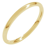 10K Yellow Gold 1.5 mm Lightweight Comfort-Fit Half Round Band Size 7.5