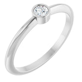 14K White Gold 1/10 CT Rose-Cut Natural Diamond Stackable Ring