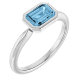10K White Gold Natural Sky Blue Topaz Solitaire Ring