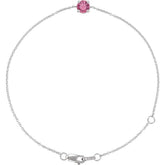 14K White Gold Natural Pink Tourmaline 6 1/2-7-1/2" Bracelet